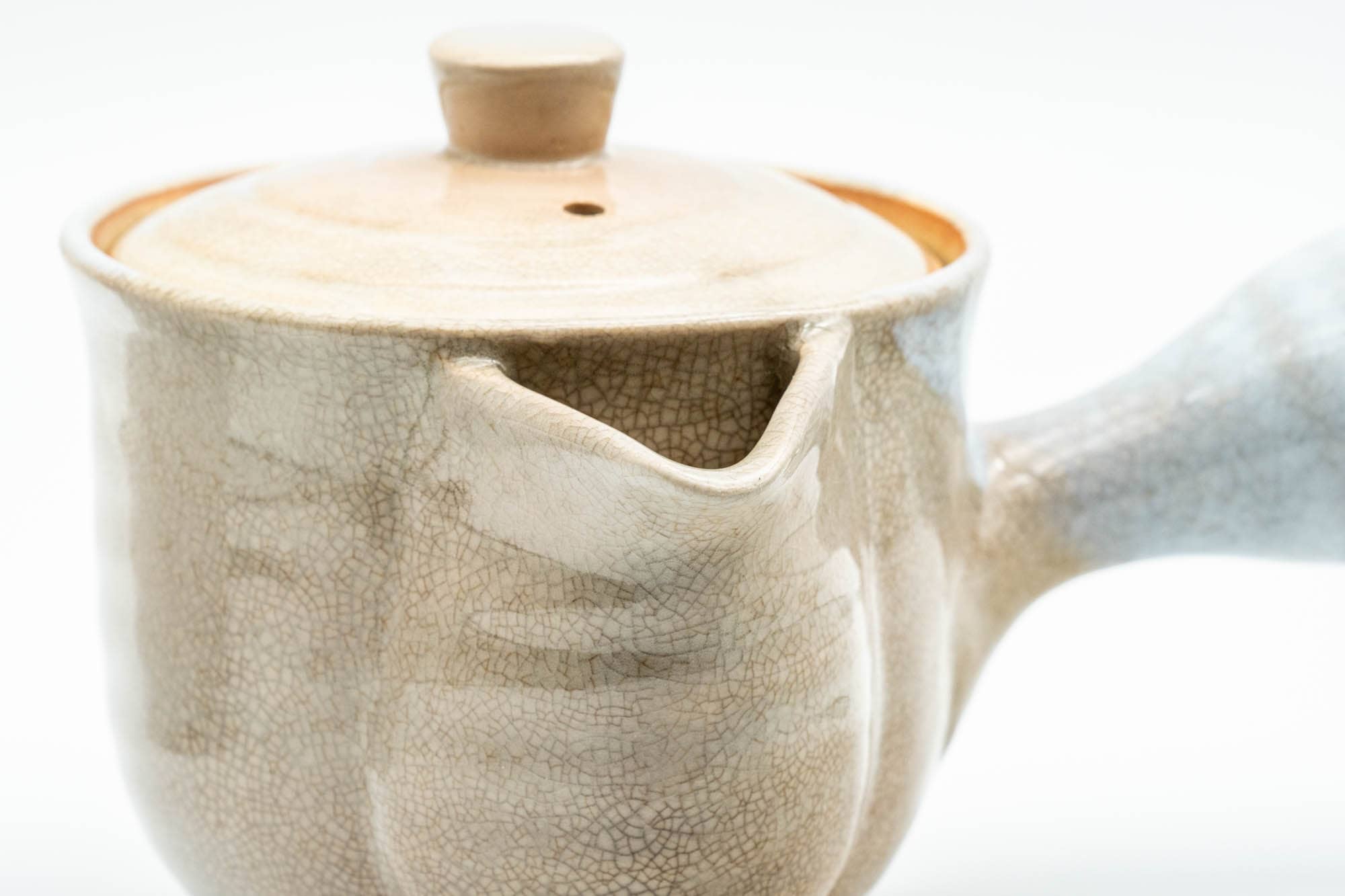 Japanese Kyusu - Beige White Glazed Hagi-yaki Do-ake Teapot - 250ml