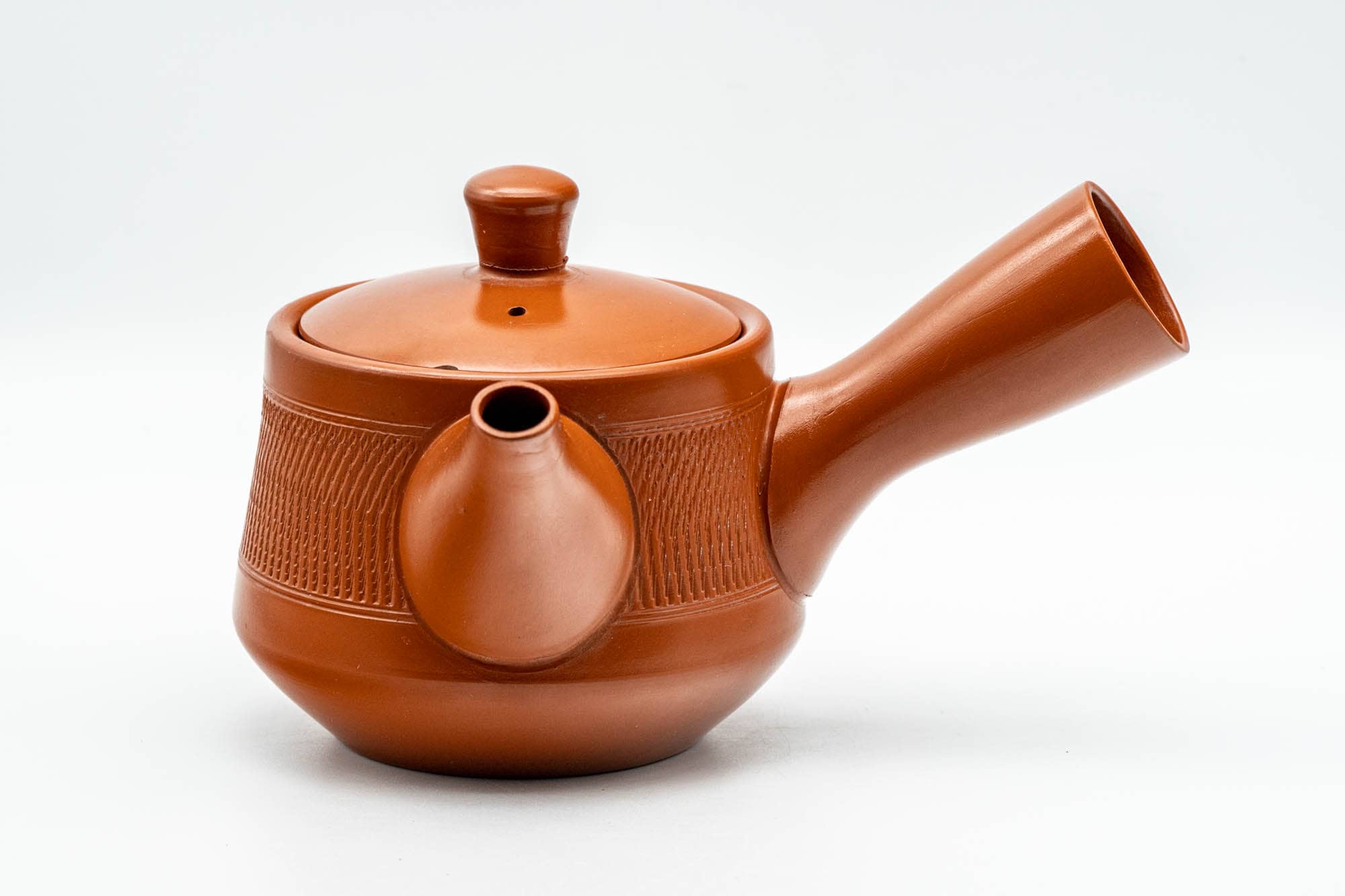 Japanese Kyusu - Red Shudei Tochiri Tokoname-yaki Mesh Teapot - 260ml
