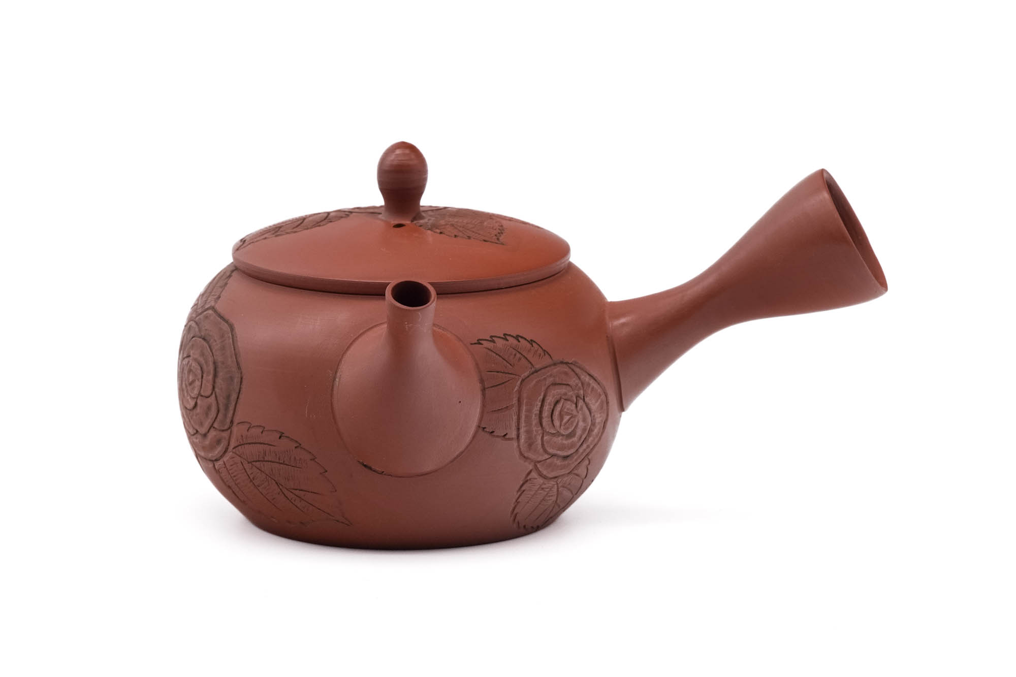 Camellia Flower Engraved Tokoname Teapot - 260ml