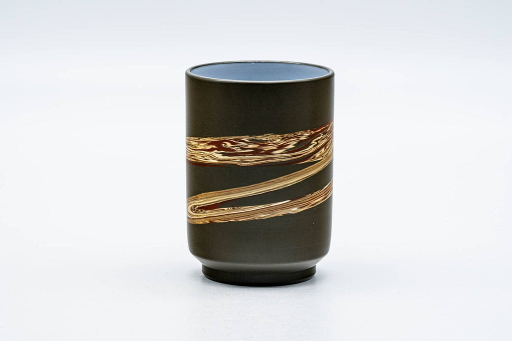 Japanese Teacup - Nerikomi Zigzag White Inner-Glazed Ryokudei Tokoname-yaki Yunomi - 160ml