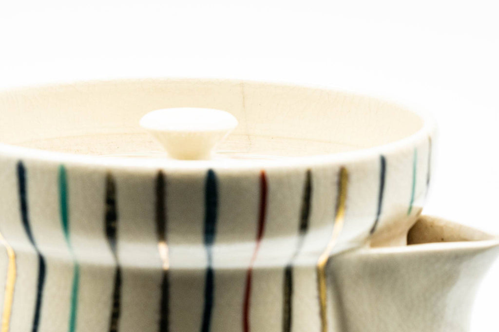 Japanese Houhin - Colorfully Striped Collared Do-ake Teapot - 250ml