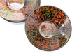 Japanese Chataku - Set of 5 Orange Green Kara-nuri Lacquer Tea Saucers