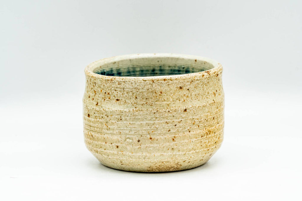 Japanese Teacup - Beige Blue Cerulean Interior Glazed Ushirode Yunomi - 125ml