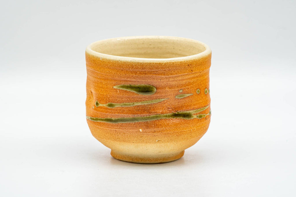 Japanese Teacup - Orange Green Streaking Glazed Yunomi - 120ml