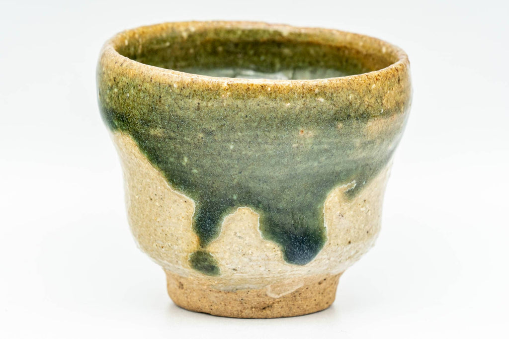 Japanese Teacup - Green Drip-Glazed Wabi Sabi Yunomi - 80ml