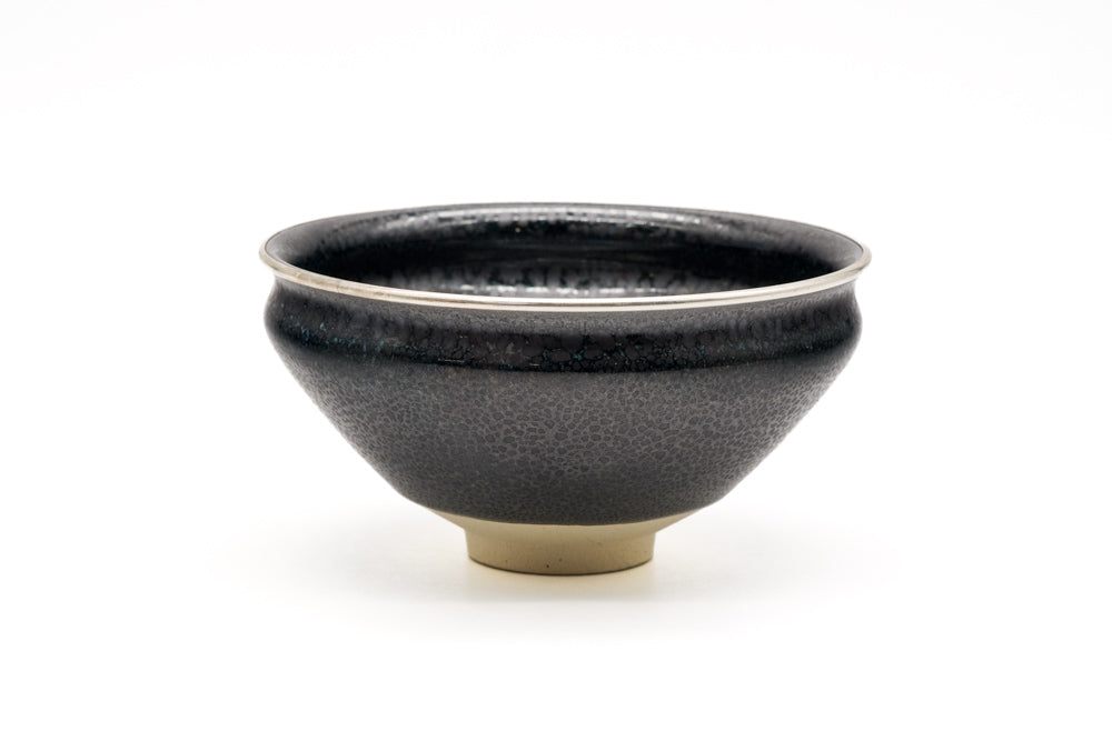 Kyo-yaki Yuteki Tenmoku Chawan with Fukurin