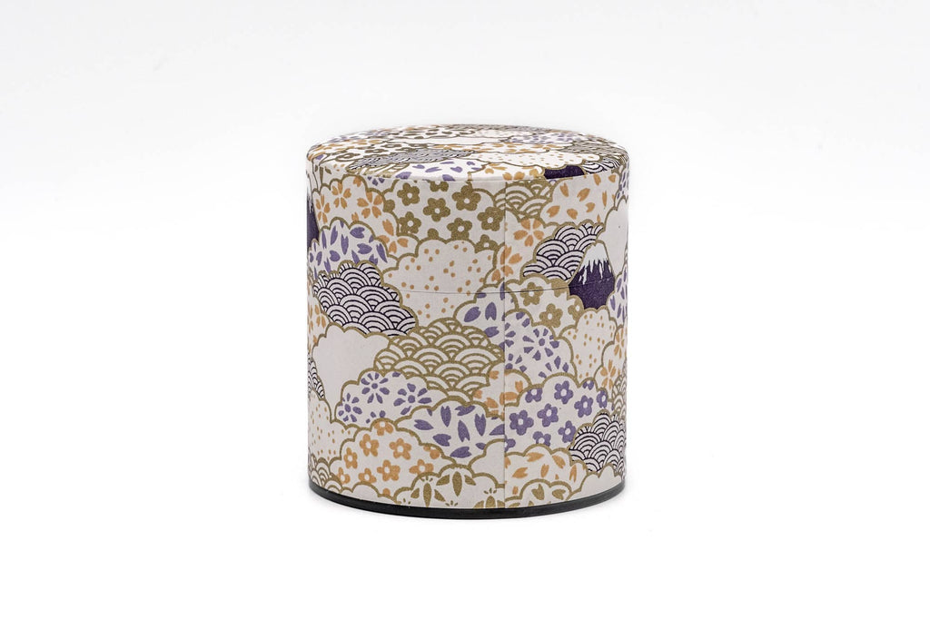 Mt. Fuji Floral Clouds Washi Tea Canister - 100g
