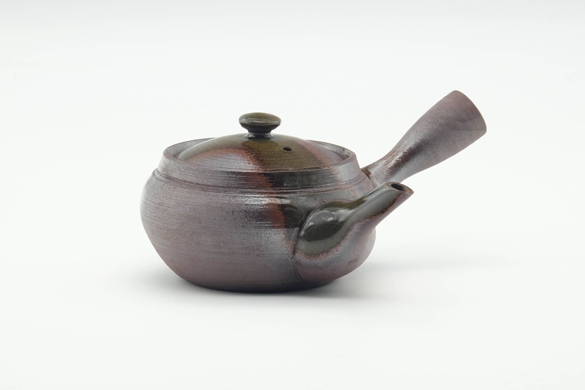 Japanese Kyusu - Ash Green Glazed Purple Banko-yaki Mesh Filter Teapot - 200ml
