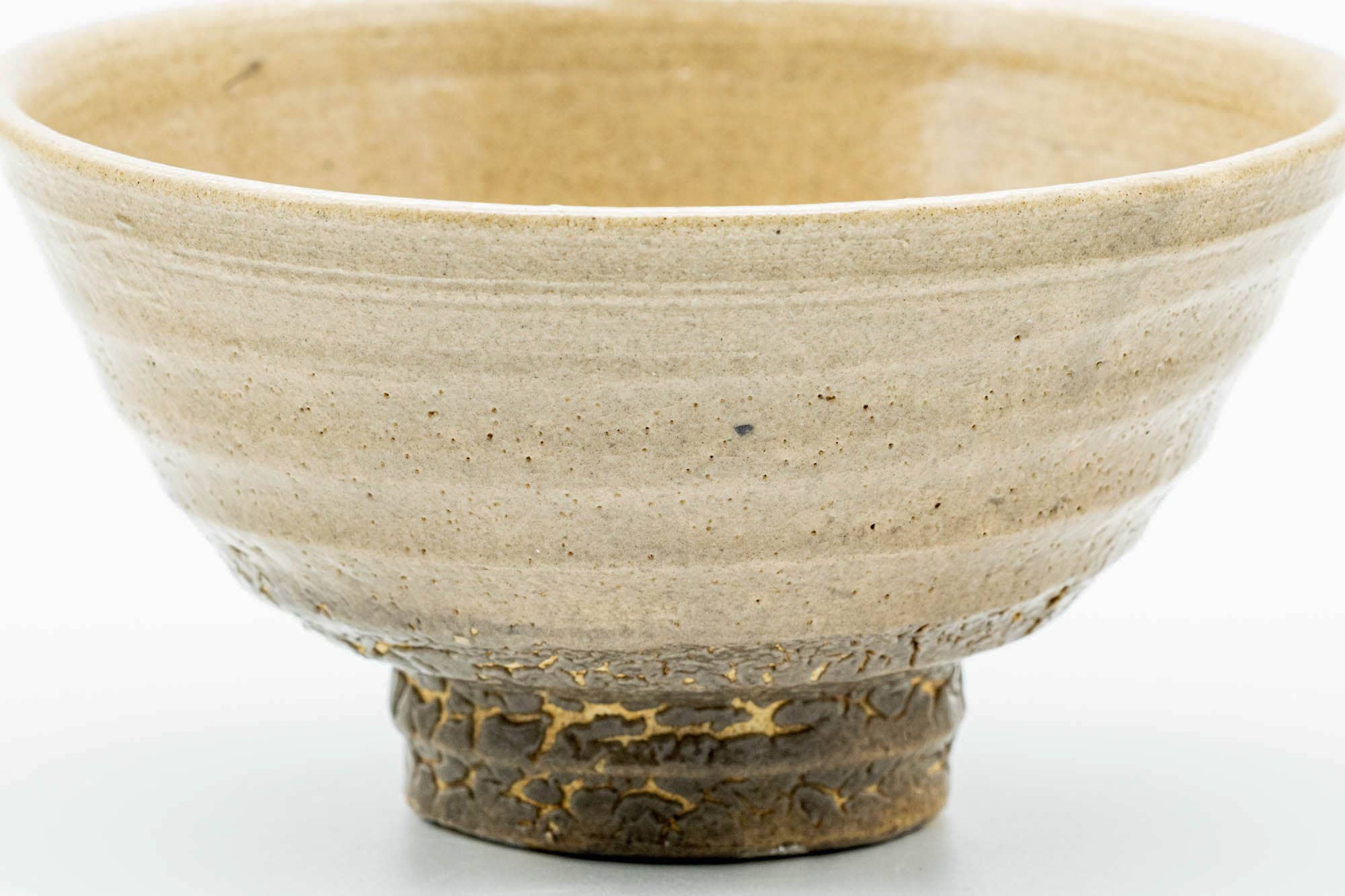 Japanese Matcha Bowl - Beige Kairagi Textured Ao-ido Chawan - 300ml