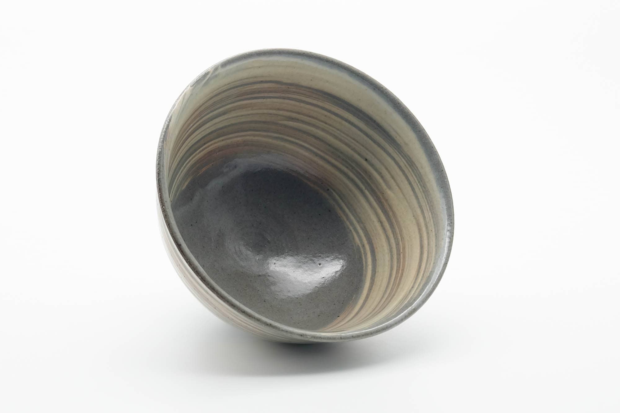 Japanese Matcha Bowl - Grey White Hakeme Glazed Chawan - 440ml