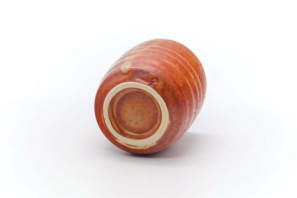 Japanese Teacup - Orange Shino Glazed Mino Yunomi - 100ml