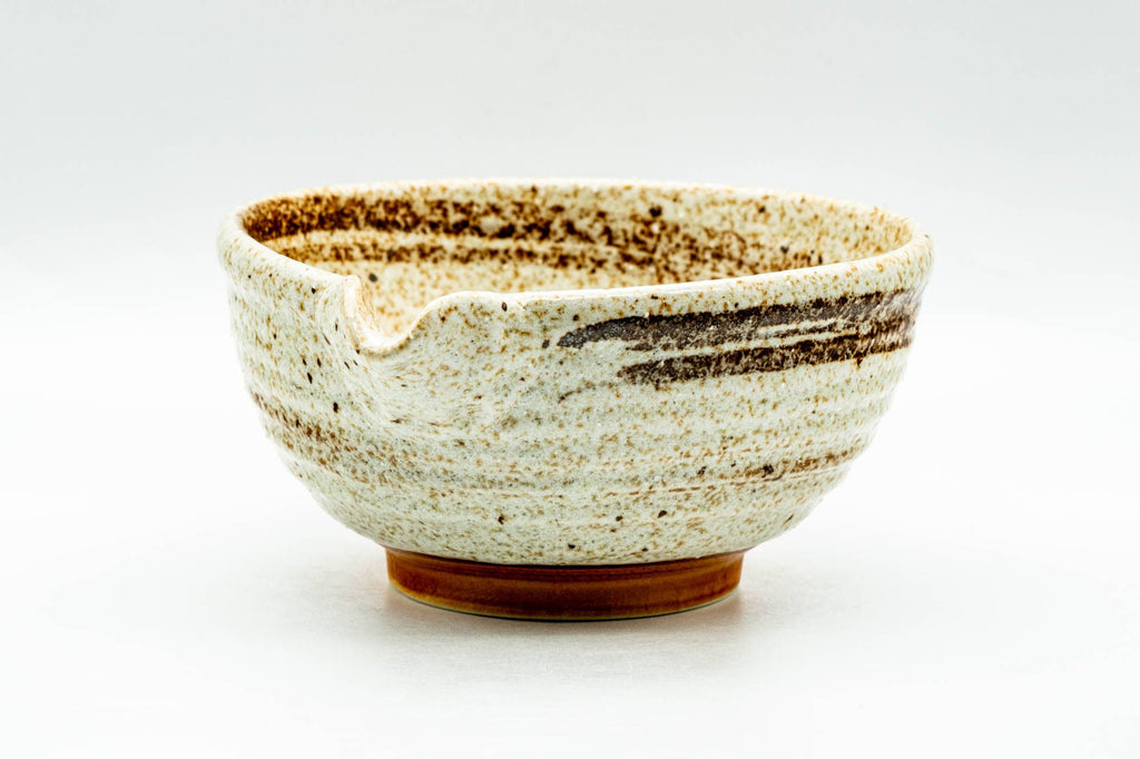 Japanese Katakuchi - Speckled Beige Brown Hakeme Matcha Pouring Bowl - 300ml