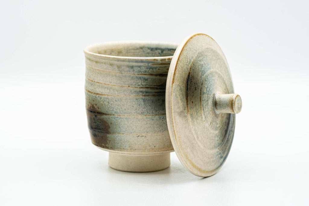 Japanese Teacup - Beige Ash Green Glazed Lidded Yunomi - 150ml