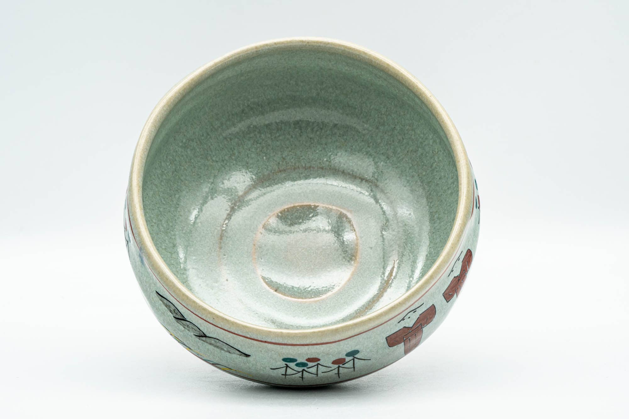 Japanese Matcha Bowl - 赤膚山 Akiyama Kiln - Sage Glazed Akahada-yaki Chawan - 350ml