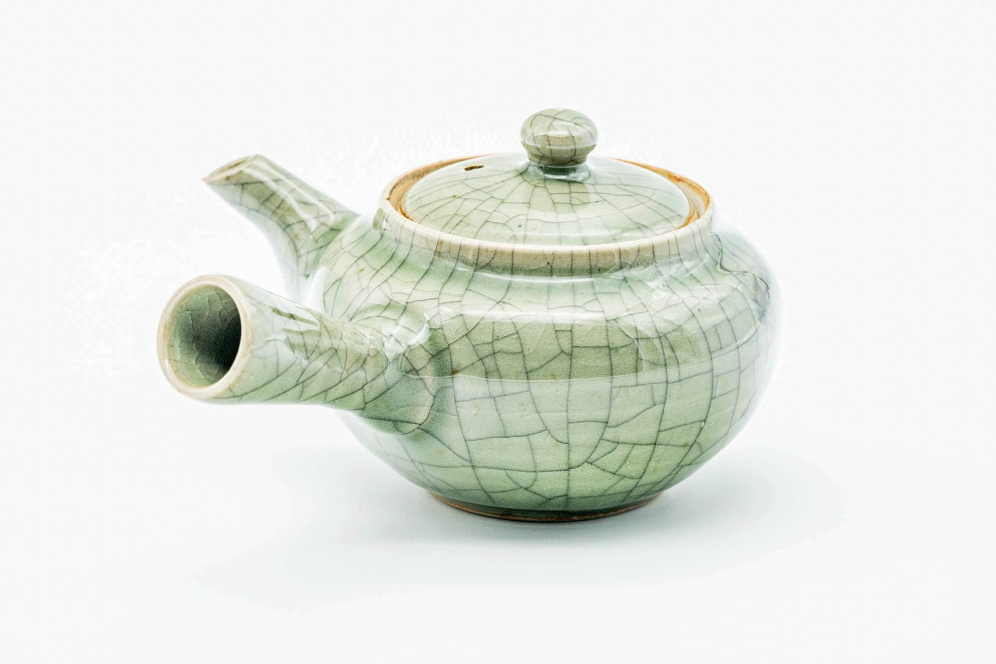 Japanese Kyusu - Green Celadon Golden Horse Obori Soma-yaki Teapot - 240ml