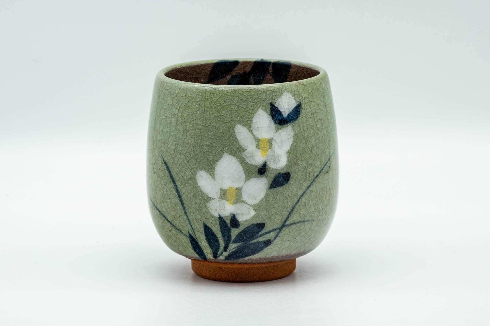 Japanese Teacup - Floral Green Celadon Yunomi - 160ml