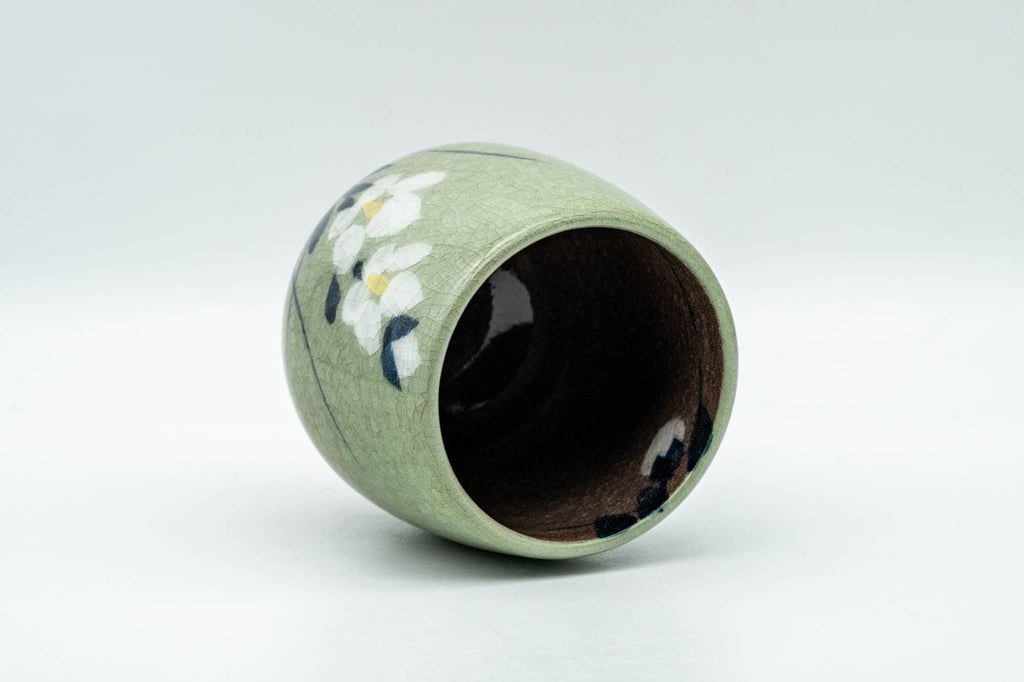 Japanese Teacup - Floral Green Celadon Yunomi - 160ml