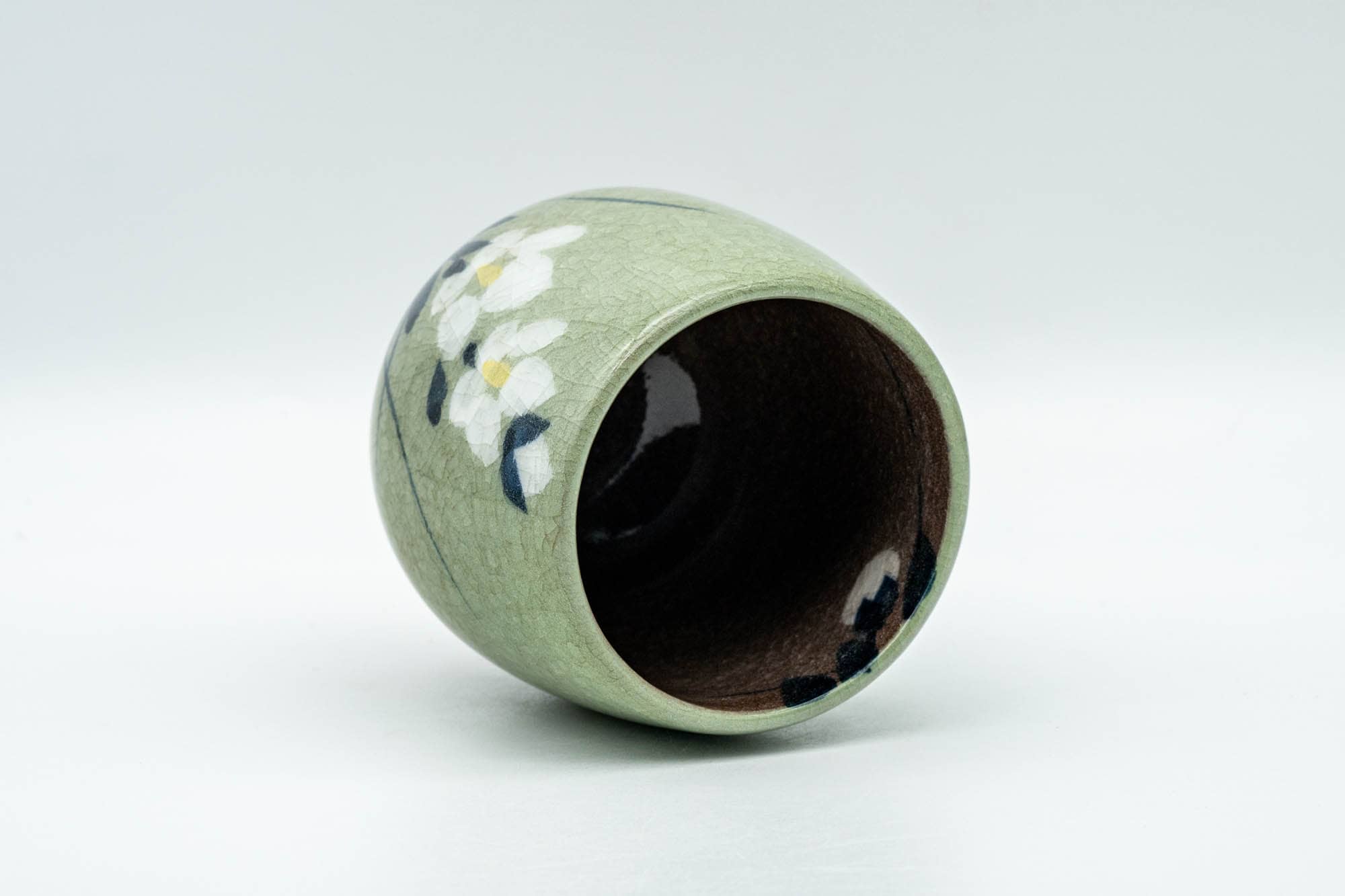 Japanese Teacup - Floral Green Celadon Yunomi - 160ml