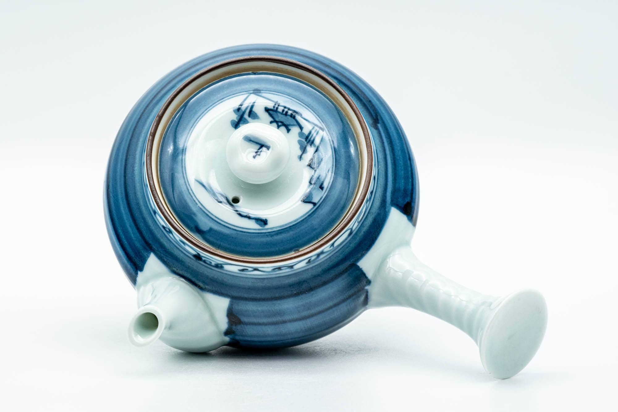 Japanese Kyusu - Blue Striped Village Arita-yaki Debeso Teapot - 300ml
