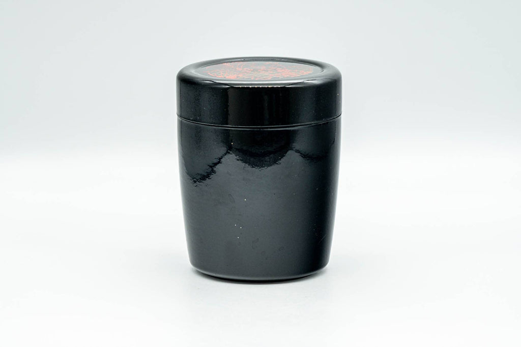 Japanese Chazutsu - Floral Black Lacquer Tea Canister - 200ml