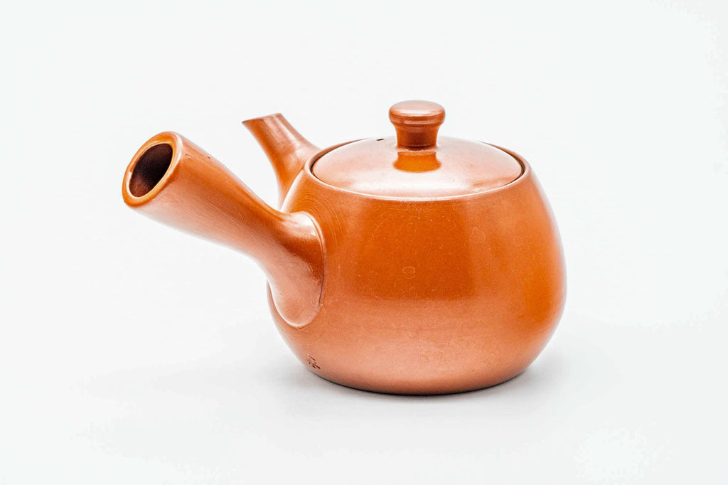 Japanese Kyusu - Red Shudei Tokoname-yaki Mesh Teapot - 250ml