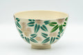 Japanese Matcha Bowl - Gold Green Floral Kyo-yaki Chawan - 300ml