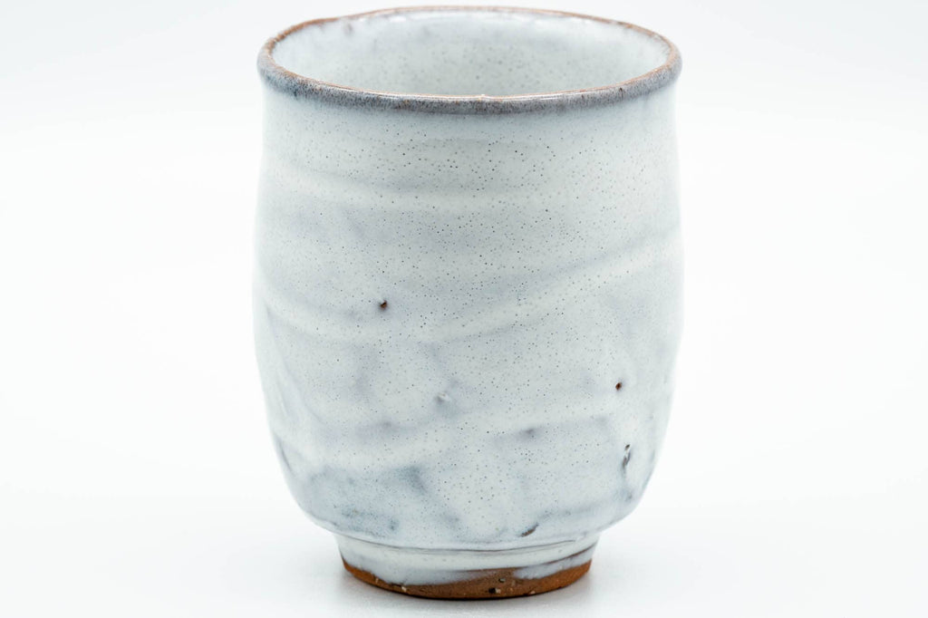 Japanese Teacups - Pair of Milky White Glazed Wavy Meoto Yunomi
