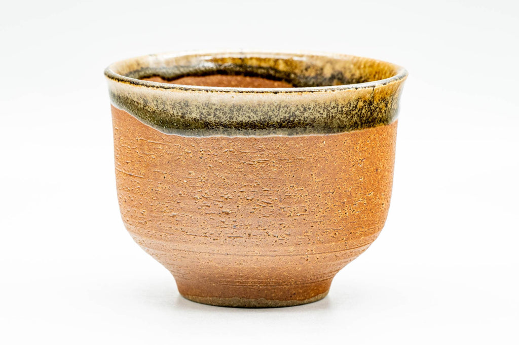 Japanese Teacup - Large Orange Stoneware Brown Glazed Yunomi - 190ml