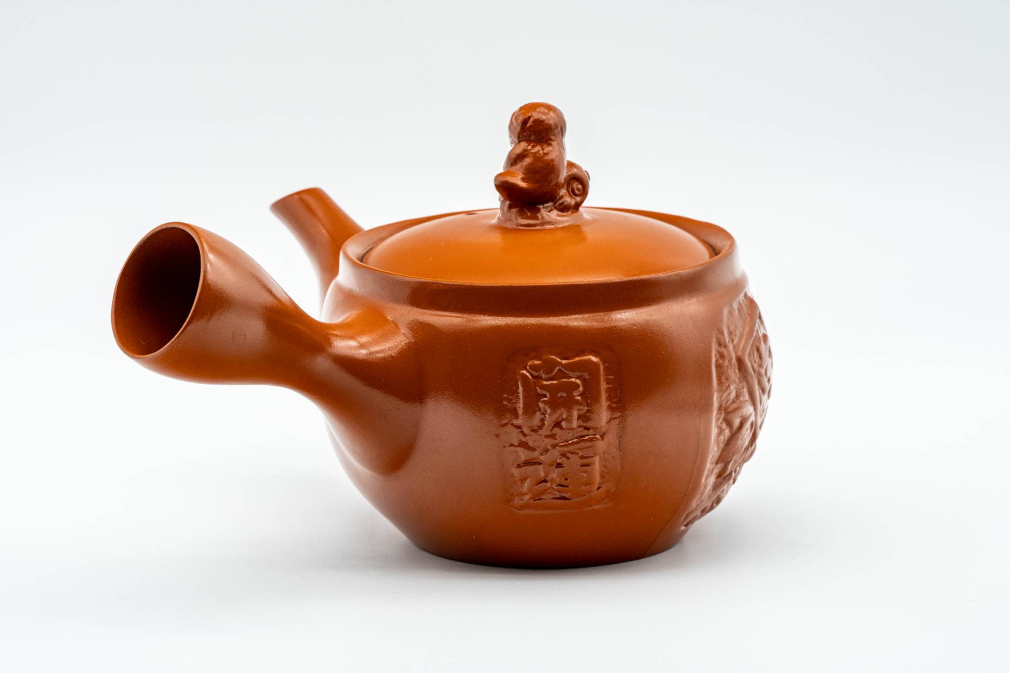 Japanese Kyusu - Monkeys and Leaves Tokoname-yaki Mesh Filter Teapot - 400ml