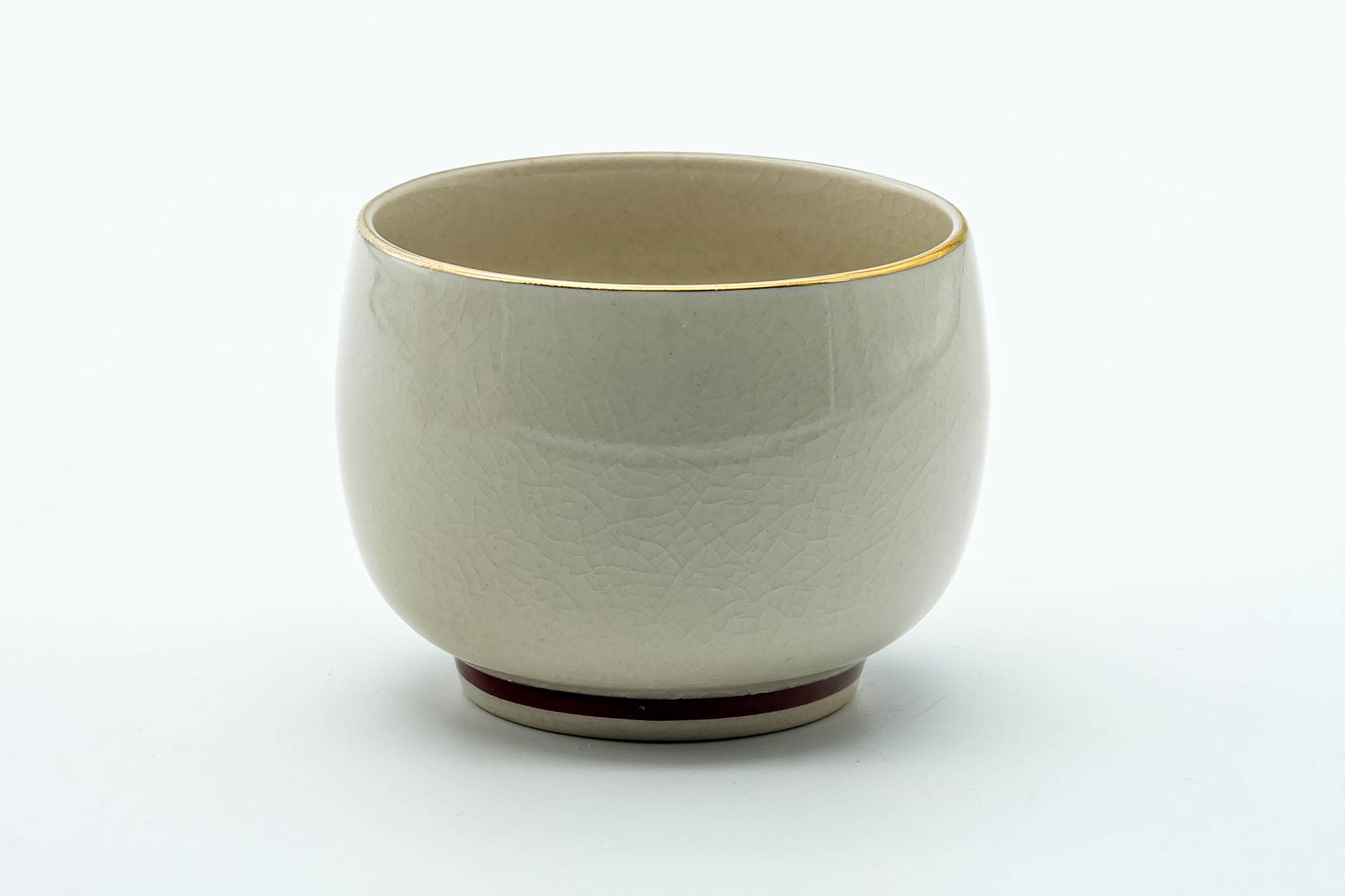 Japanese Teacup - Beige Red Floral Kutani-yaki Yunomi - 140ml