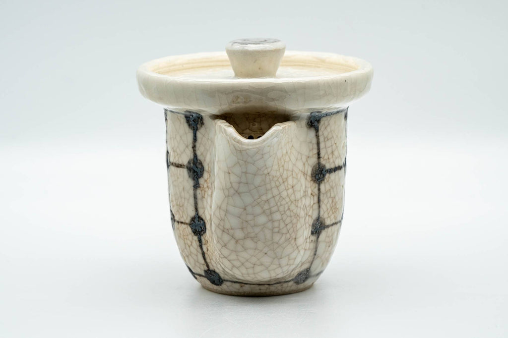 Japanese Houhin - Large Checkered White Crazed Glazed Do-ake Teapot - 220ml