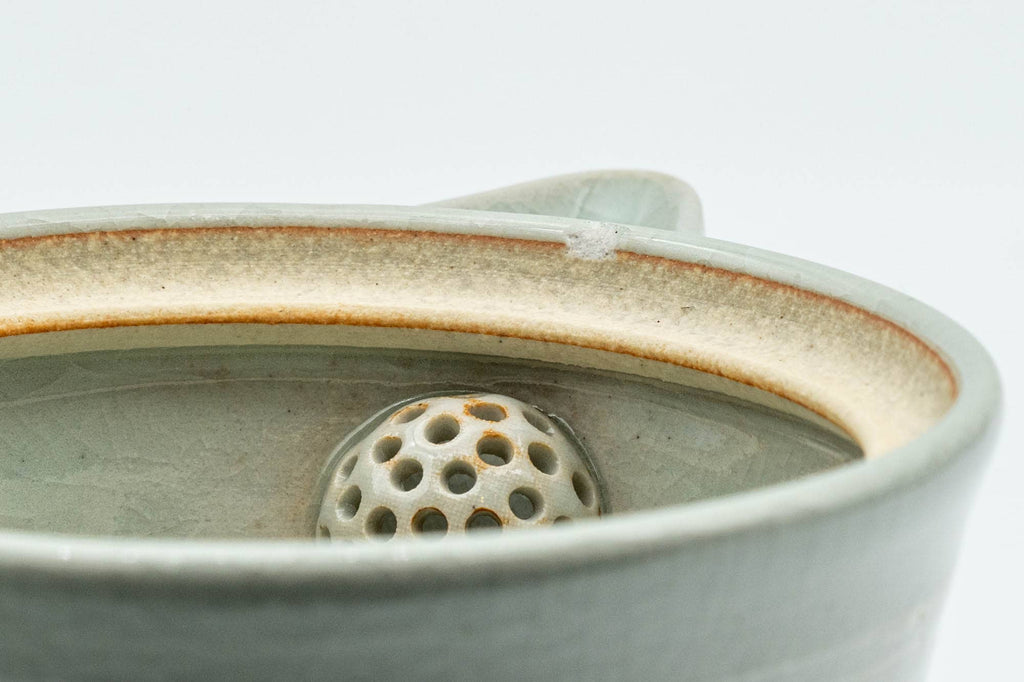 Japanese Houhin - Grey White Hakeme Ceramic Filter Handleless Teapot - 150ml