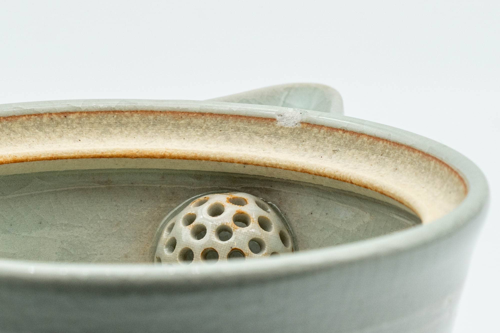 Japanese Houhin - Grey White Hakeme Ceramic Filter Handleless Teapot - 150ml