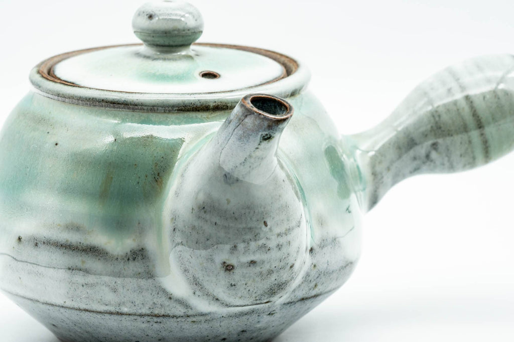 Japanese Kyusu - Green White Drip-Glazed Agano-yaki Do-ake Filter - 420ml