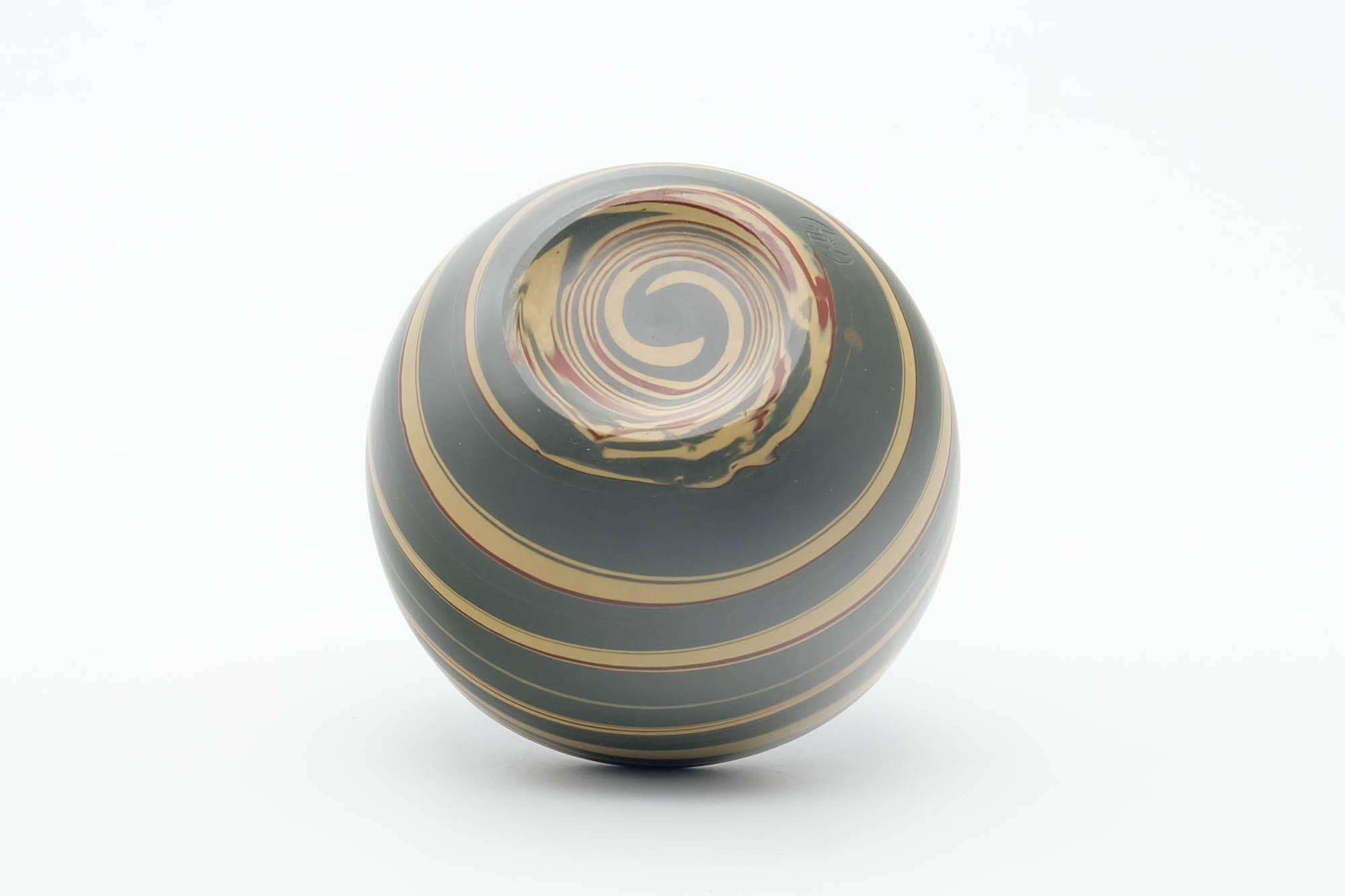 Japanese Teacup - Green Yellow Nerikomi Tokoname-yaki White Inner-Glazed Yunomi - 100ml