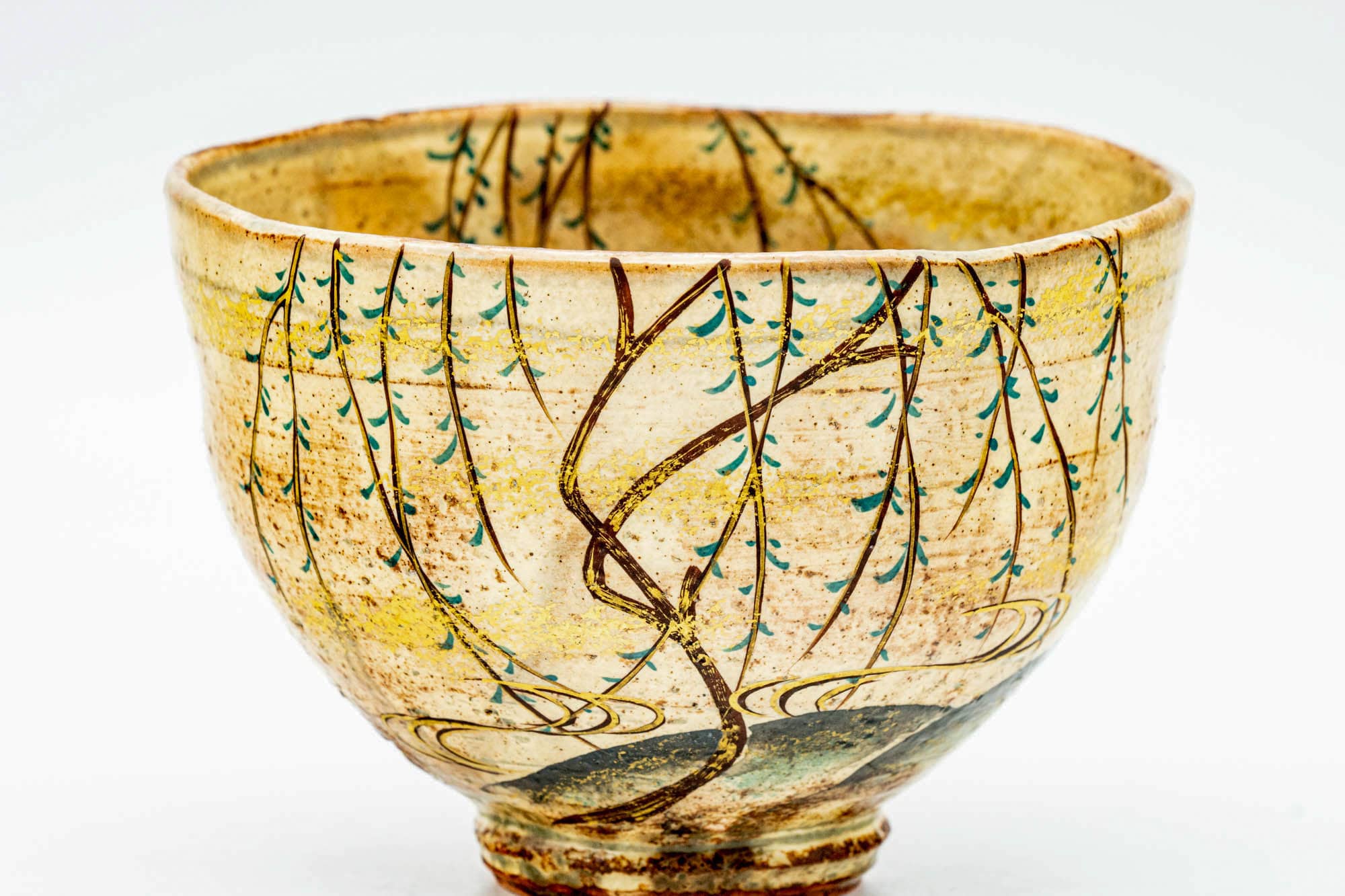 Japanese Matcha Bowl - 沖野和香 Okino Waka - Ochre Irabo-style Glazed Kyo-yaki Chawan - 300ml