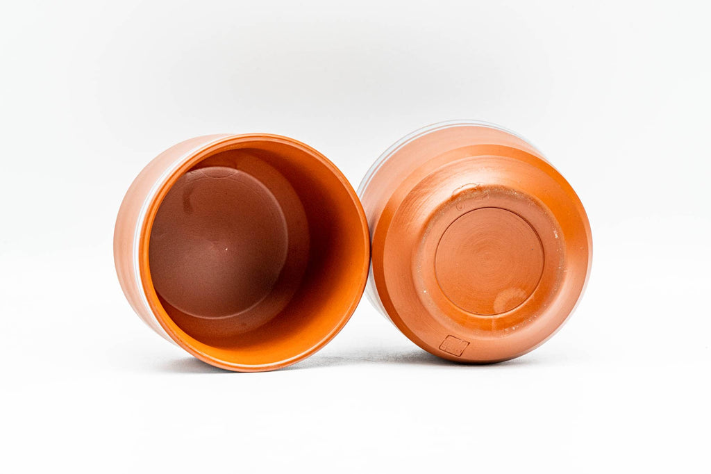 Japanese Teacups - Pair of Grey Striped Tokoname-yaki Yunomi - 90ml
