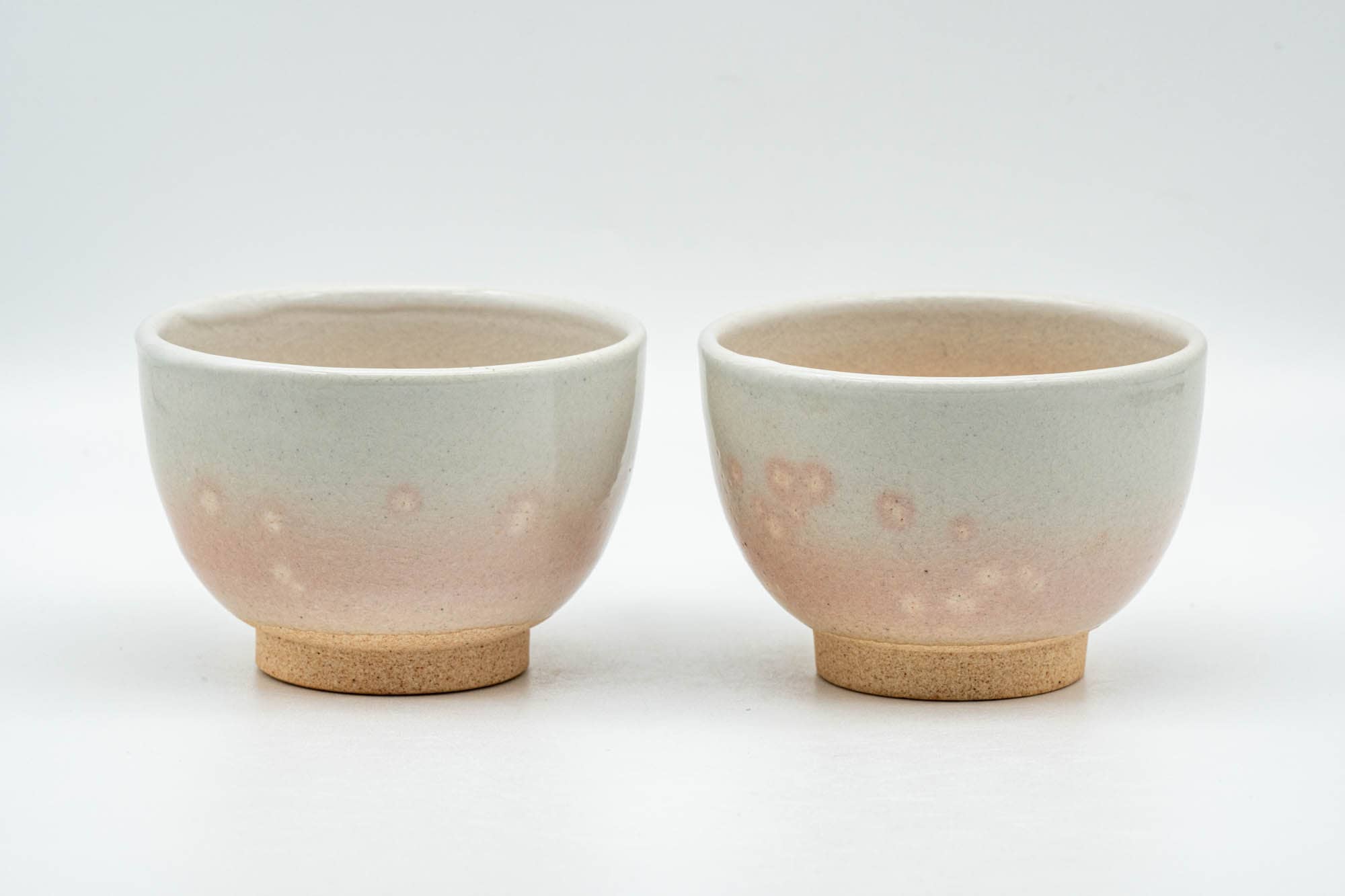 Japanese Teacups - Pair of Gohonte Pink Spotted Hagi-yaki Yunomi - 90ml