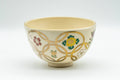 Japanese Matcha Bowl - Floral Geometric Gold Kyo-yaki Chawan - 300ml