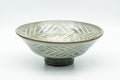 Japanese Matcha Bowl - White Chrysanthemums Geometric Patterned Summer Chawan - 150ml