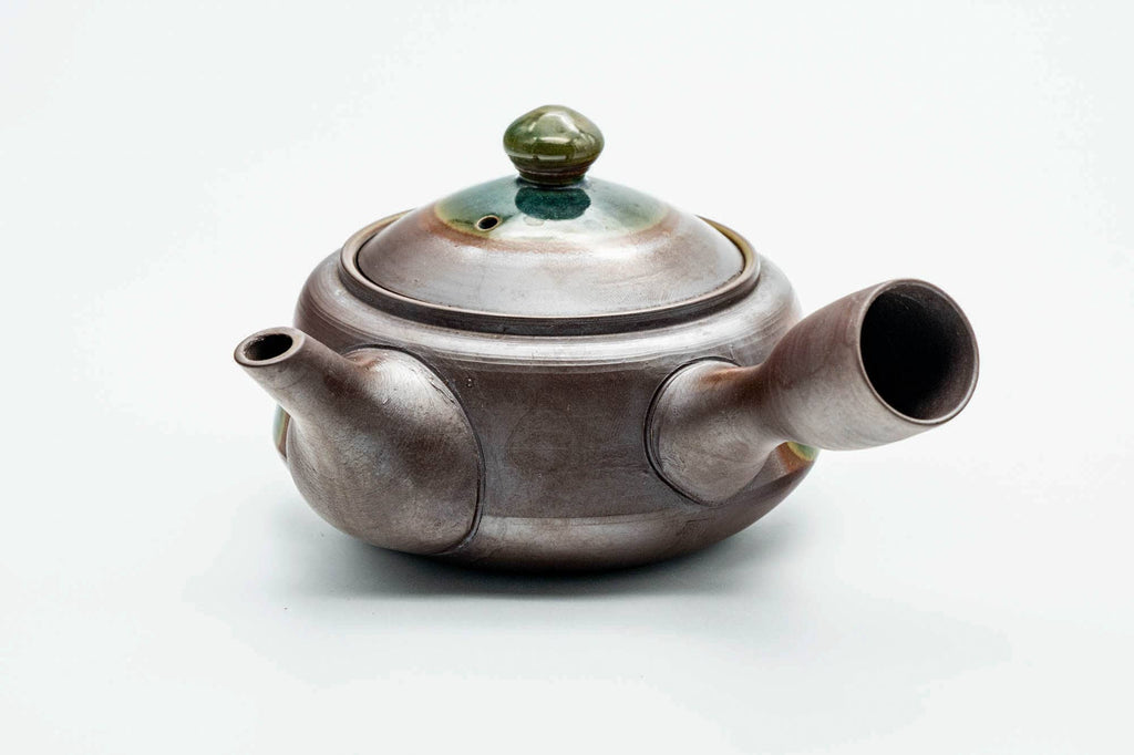 Japanese Kyusu - Ash Green Glazed Banko-yaki Mesh Teapot - 275ml