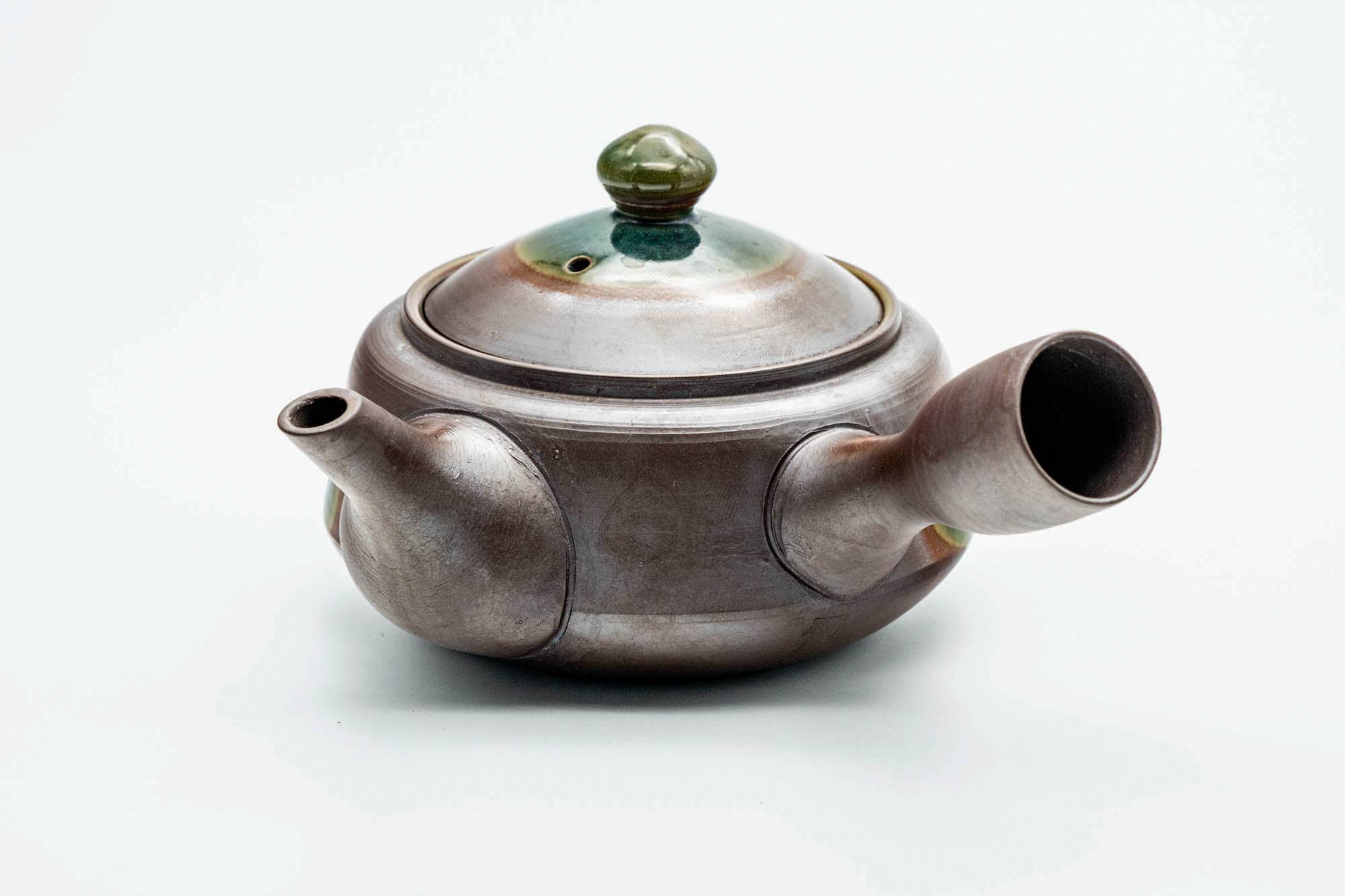 Japanese Kyusu - Ash Green Glazed Banko-yaki Mesh Teapot - 275ml
