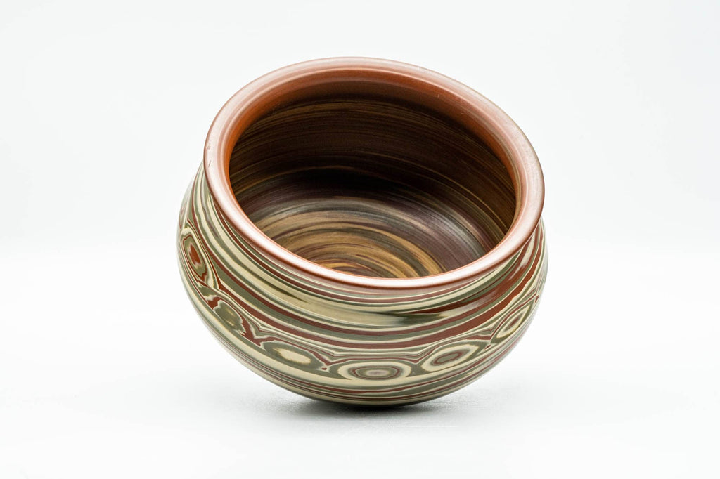 Japanese Kensui - Carved Nerikomi Tokoname-yaki Water Bowl - 600ml