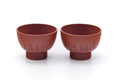 Japanese Teacups - Pair of Calligraphy Engraved Tokoname Red Shudei Yunomi - 80ml