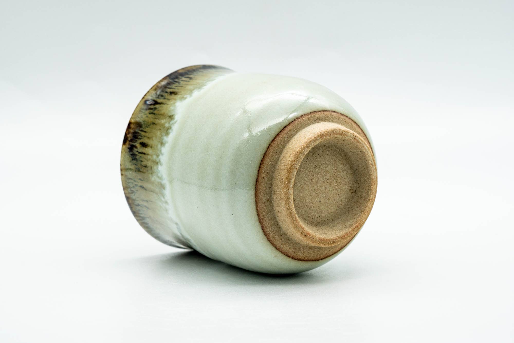 Japanese Teacup - White Beige Hare's Fur Drip-Glazed Yunomi - 170ml