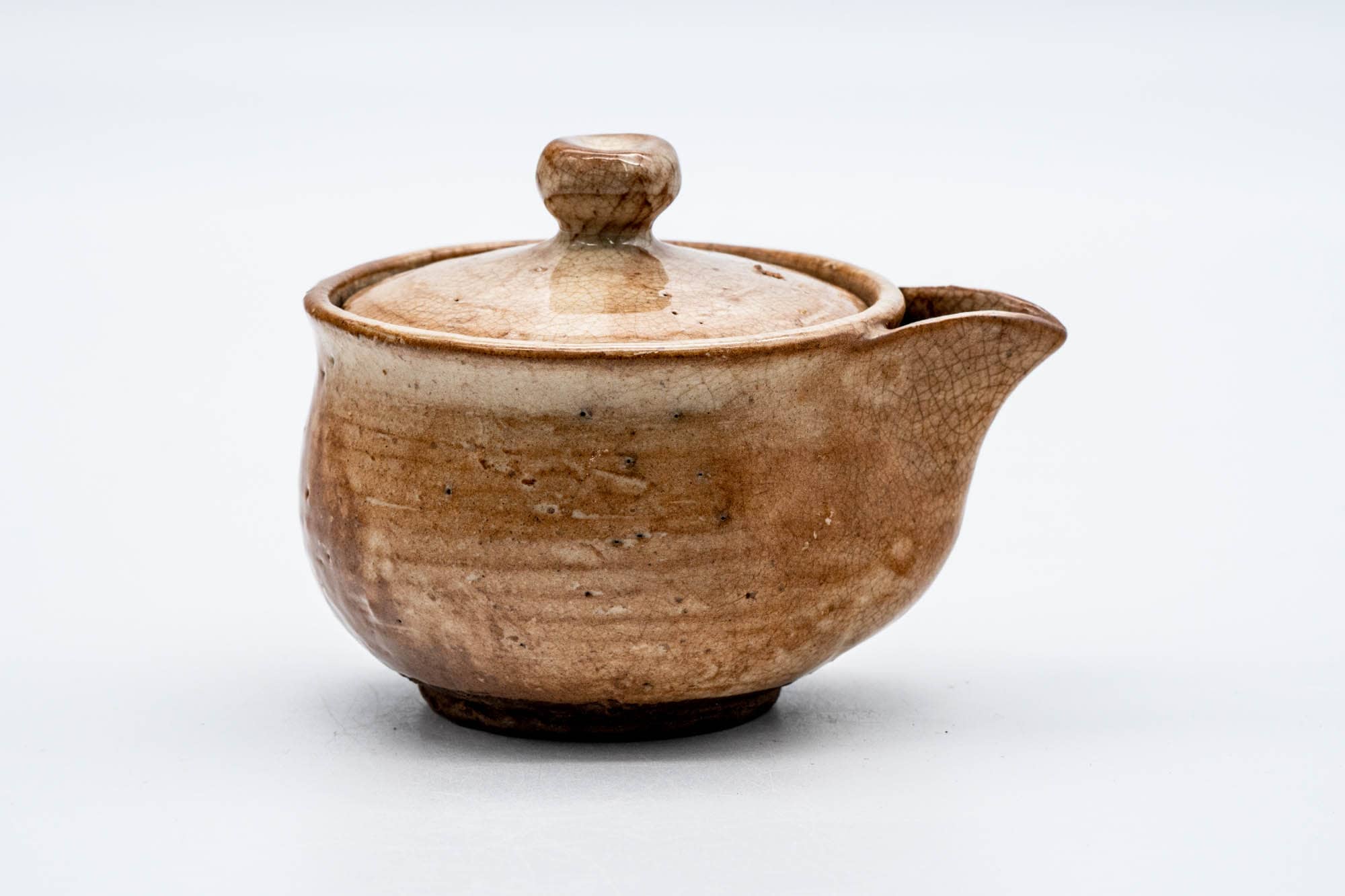 Japanese Houhin - 天鵬 Tsubaki Kiln - Beige Milky Hagi-yaki Handleless Teapot - 160ml