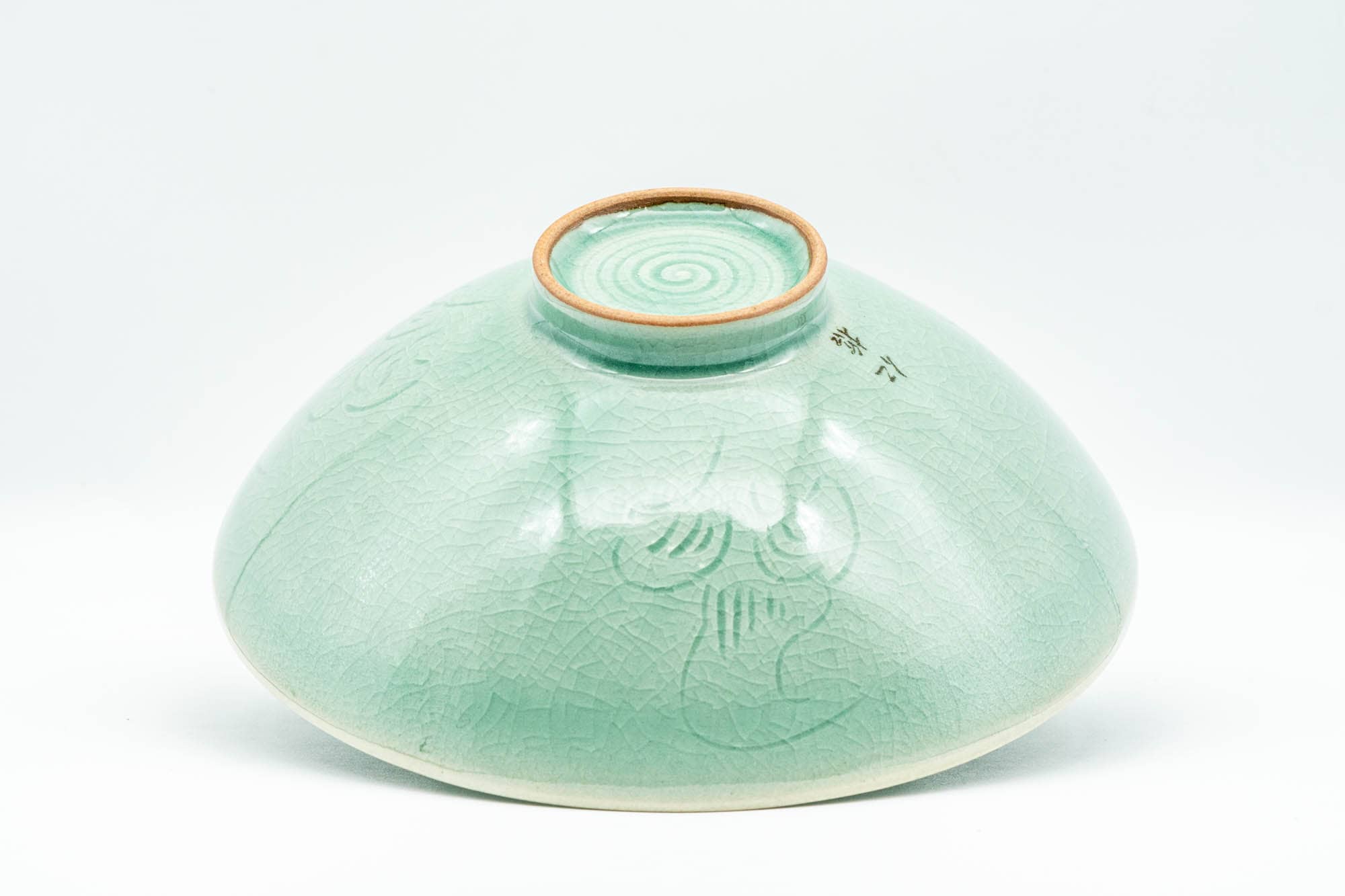Korean style Goryeo Matcha Bowl - Green Celadon Summer Hira Chawan - 150ml