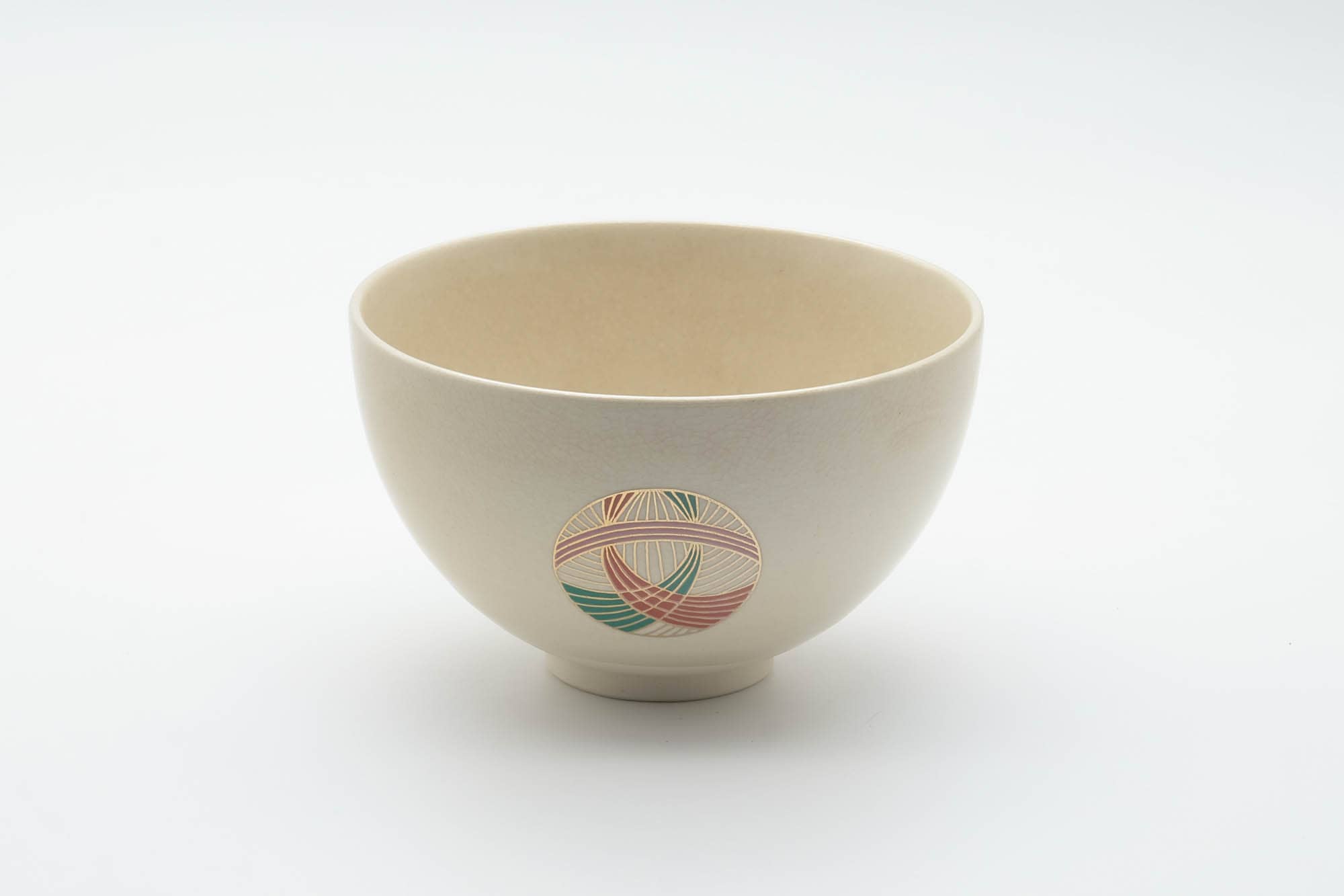 Japanese Matcha Bowl - Geometric Emblemed Kyo-yaki Chawan - 300ml