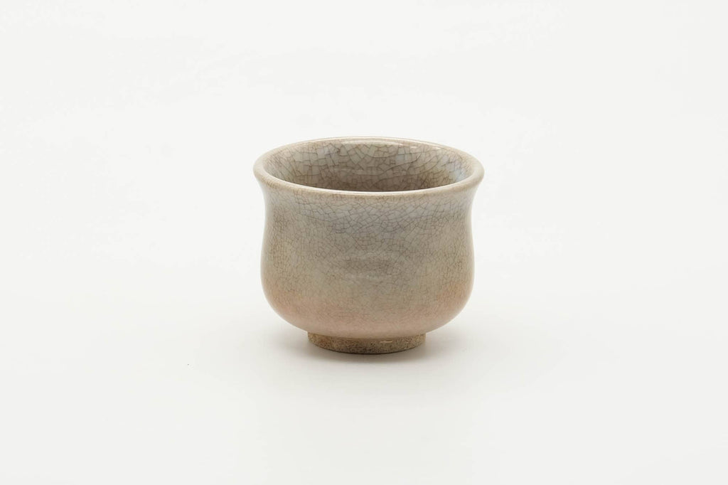Japanese Teacup - Small Beige White Drip-Glazed Hagi-yaki Guinomi - 40ml