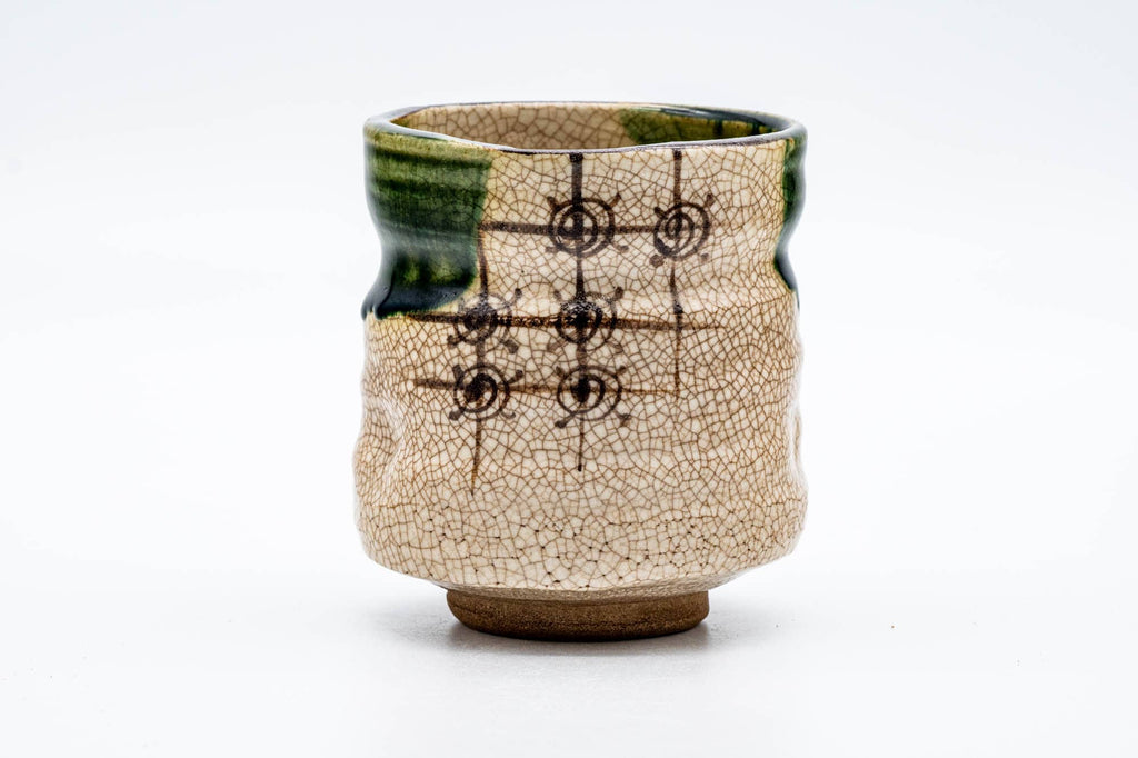 Japanese Matcha Bowl - Cream Green Drip-Glazed Ao-Oribe Chawan - 250ml
